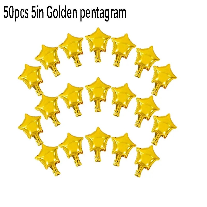 50 Pieces 5 Inch Gold Star Balloons Foil Balloons Polyester Film Balloons For Baby Christening, Gender Reveal | Wedding | Birthday