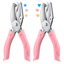 2 Pieces Handheld Hole Paper Punch Metal Single Handheld Paper Punchers Soft Handled Paper Cutter and 0.22 Inch Heart 0.2 Inch Star