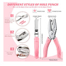 2 Pieces Handheld Hole Paper Punch Metal Single Handheld Paper Punchers Soft Handled Paper Cutter and 0.22 Inch Heart 0.2 Inch Star