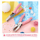 2 Pieces Handheld Hole Paper Punch Metal Single Handheld Paper Punchers Soft Handled Paper Cutter and 0.22 Inch Heart 0.2 Inch Star