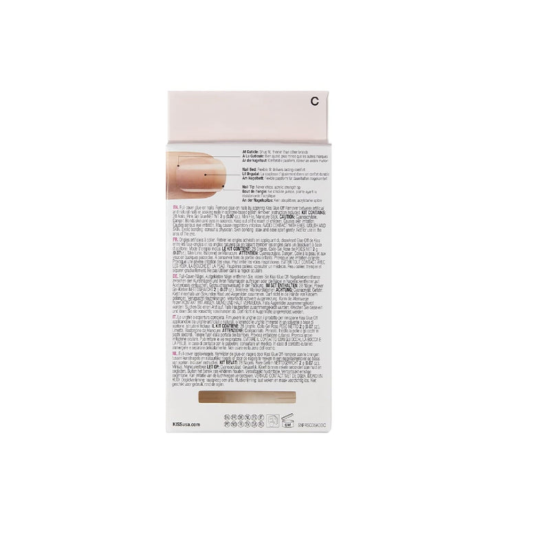 KISS Salon Acrylic French Nail Manicure Set | Medium Length | Nude | Square | Leilani