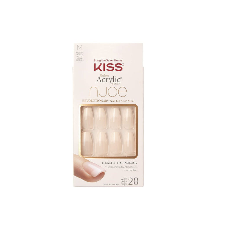 KISS Salon Acrylic French Nail Manicure Set | Medium Length | Nude | Square | Leilani