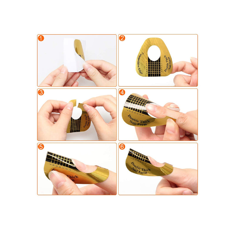 Ahier Nail Forms 200PCS Acrylic Nail Forms | Gold Horseshoe Nail Extension Tips | Nail Forms  | Nail Art Supplies