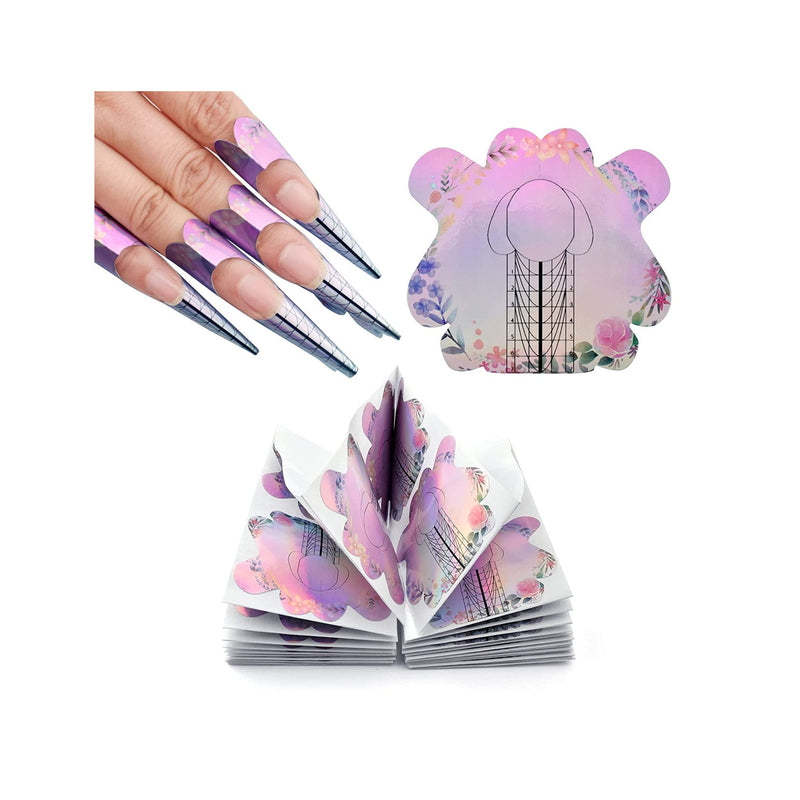 100pcs Nail Forms Strong Butterfly Rainbow Nail Form Extension Sticker | Self-Adhesive Sticky Nail Tips Guide | Nail Art Supplies