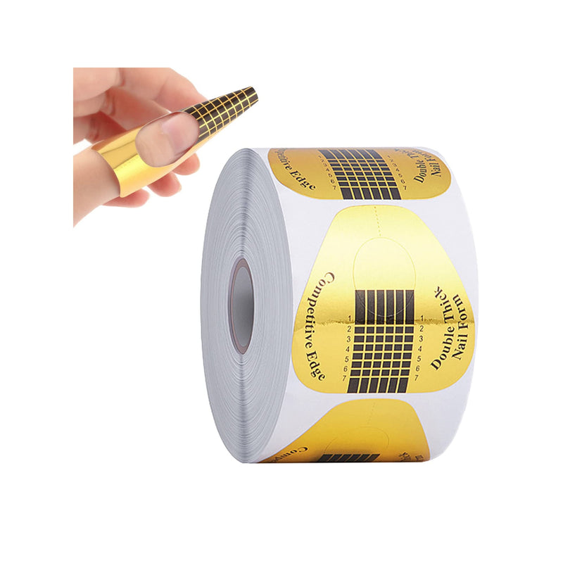 LABOTA 500Pcs Acrylic Nail Forms,Gold Horseshoe Nail Extension Tips Nail Forms | Nail Art Supplies