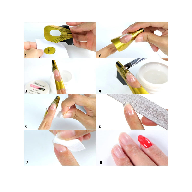 LABOTA 500Pcs Acrylic Nail Forms,Gold Horseshoe Nail Extension Tips Nail Forms | Nail Art Supplies