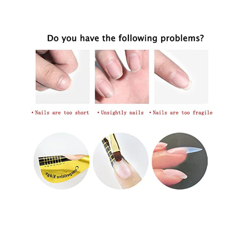 LABOTA 500Pcs Acrylic Nail Forms,Gold Horseshoe Nail Extension Tips Nail Forms | Nail Art Supplies