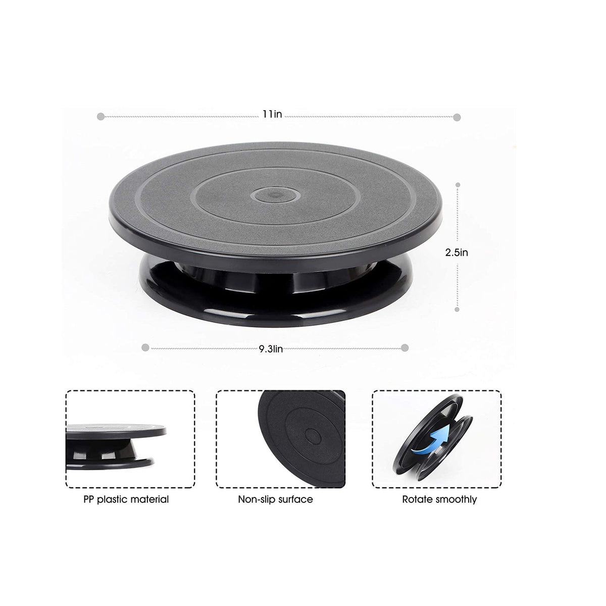 thumbnail image 2 of Kootek 11 Inch Rotate Turntable Sculpting Wheel Revolving Cake Turntable Black Painting Turn 2 of 13