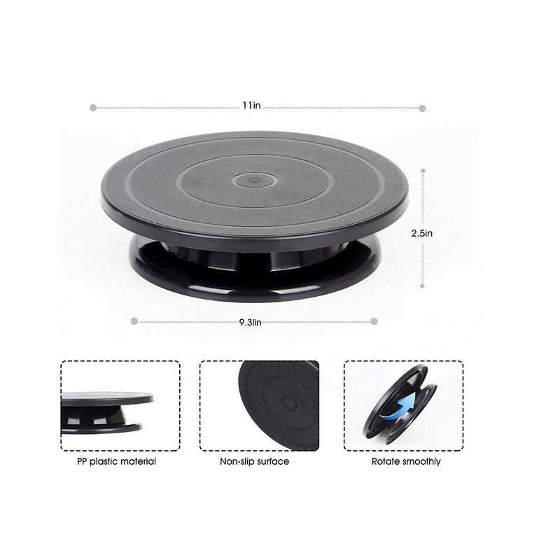 Kootek 11 Inch Rotate Turntable Sculpting Wheel Revolving Cake Turntable Black Painting Turn Table Lightweight Stand