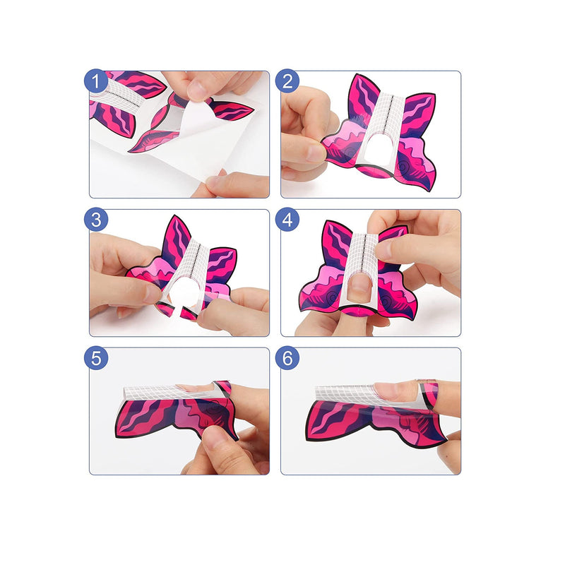 AHIER Nail Forms  100PCS Acrylic Butterfly-Shape Self Adhesive Gel Na