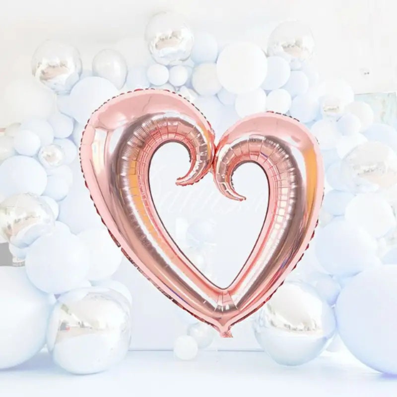 1pc 42Inch Extra Large Rose Golden Hook And Loop Love Heart Aluminum Film Balloon | Valentine Decoration Love Balloon