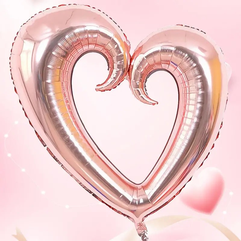 1pc 42Inch Extra Large Rose Golden Hook And Loop Love Heart Aluminum Film Balloon | Valentine Decoration Love Balloon