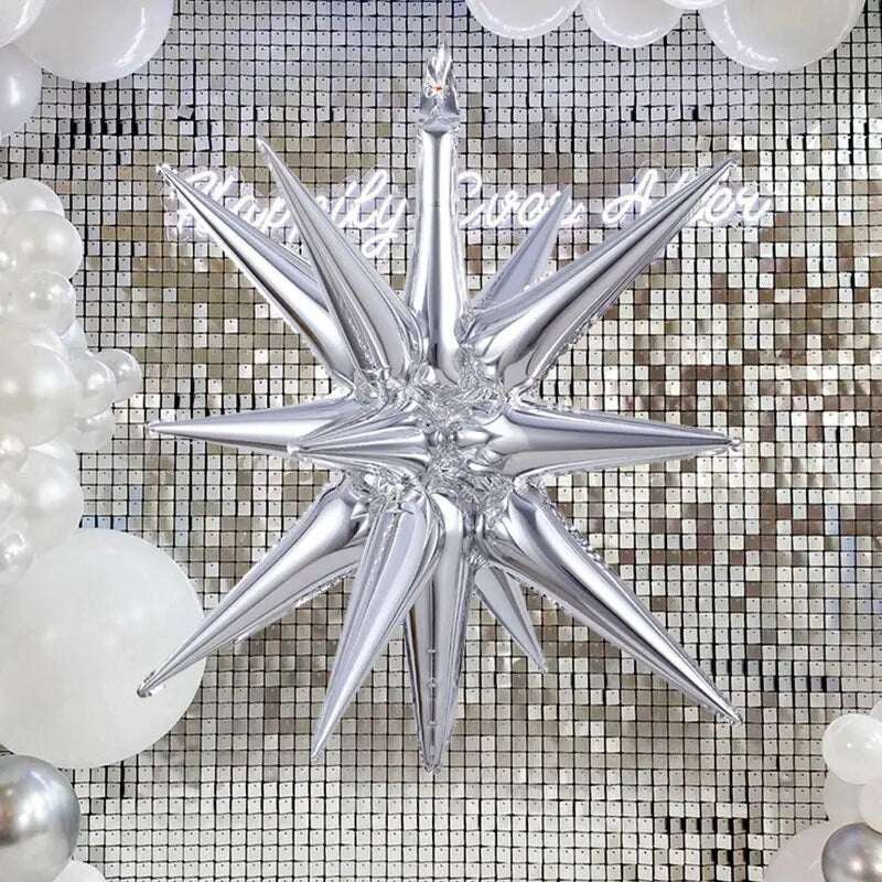22 Inch / 55 Cm Silver Exploding Star Aluminum Film Balloon, Birthday New Year Party Decoration Balloon