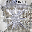 22 Inch / 55 Cm Silver Exploding Star Aluminum Film Balloon, Birthday New Year Party Decoration Balloon