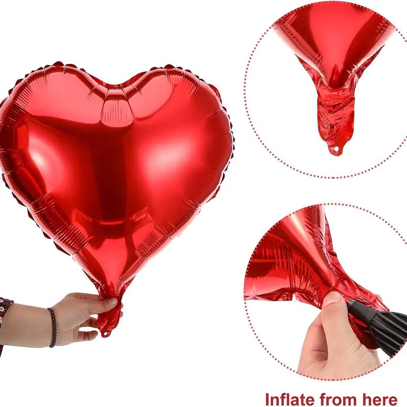 32pcs | Red Heart Balloons 18" | Heart Shaped Foil Balloons Valentines Day Mylar Balloons For Valentines Day |Wedding, Engagement Decoration