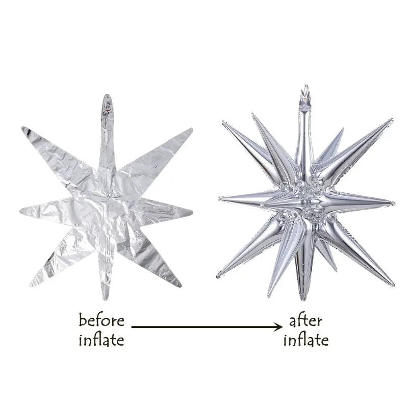 22 Inch / 55 Cm Silver Exploding Star Aluminum Film Balloon, Birthday New Year Party Decoration Balloon