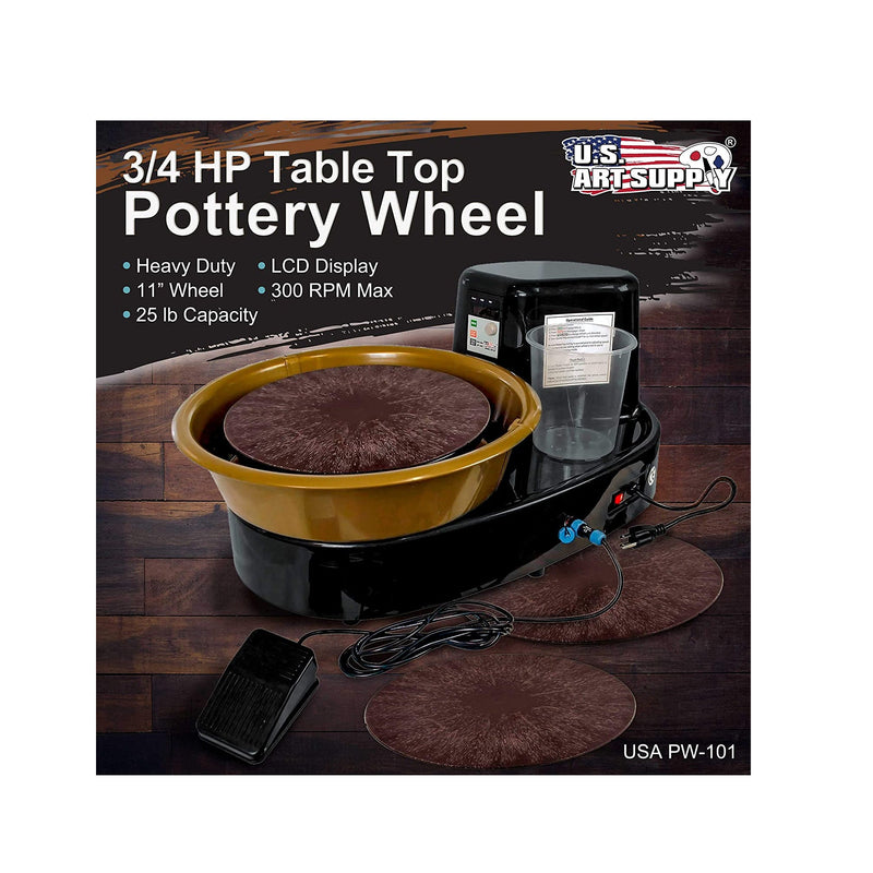 U.S. Art Supply 3/4-HP Table Top Pottery Wheel with LCD Wheel Speed Display | Includes Foot Pedal and 11" Bat