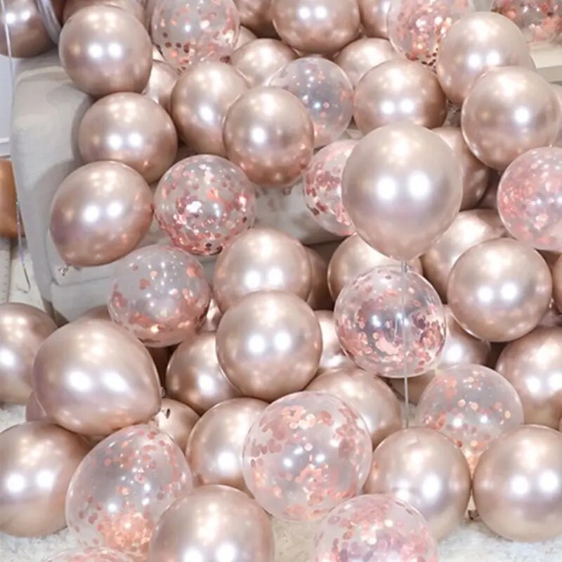 20pcs Rose Gold Lace Up Glitter Balloon Set