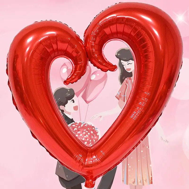 1pc Red Glitter Heart Aluminum Balloon For Party