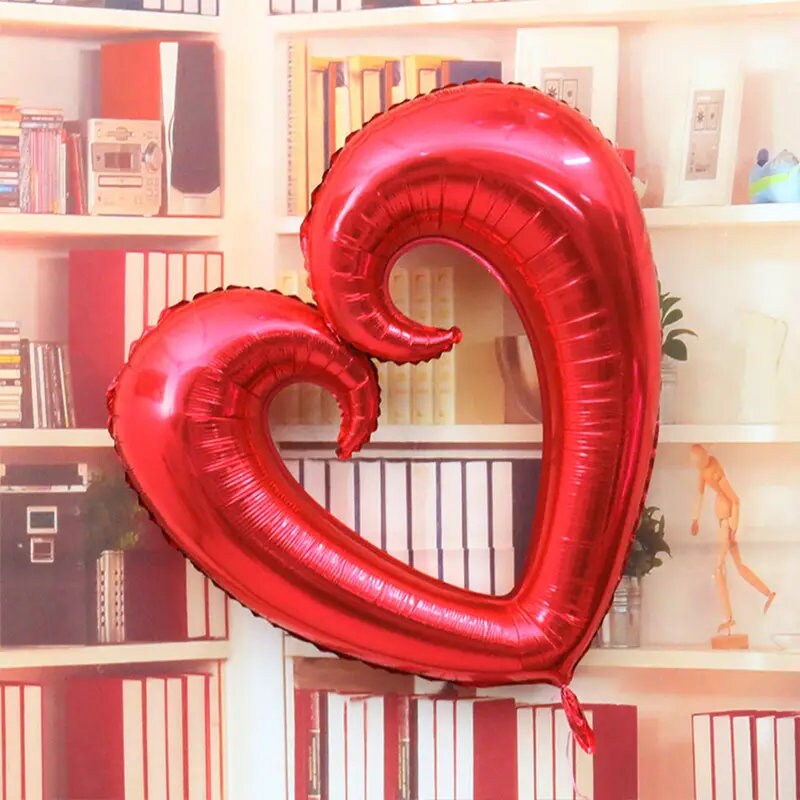 1pc Red Glitter Heart Aluminum Balloon For Party