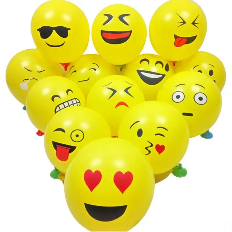 10pcs 12 Inch Cute Yellow Smiley Face Balloon