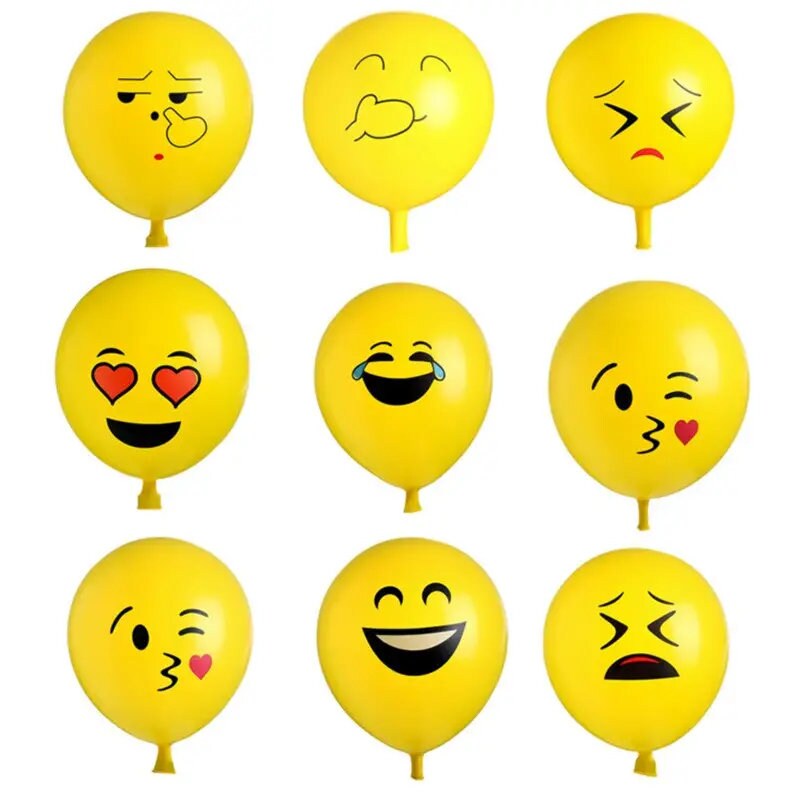 10pcs 12 Inch Cute Yellow Smiley Face Balloon