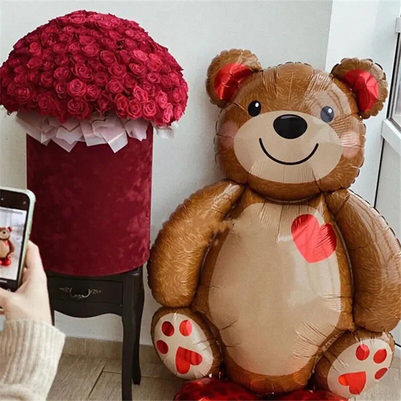 1pc 36 Inch Extra Large Huge Cuddle Love Bear Aluminum Film Balloon Valentine's Day Decoration Birthday Party Decoration Balloon