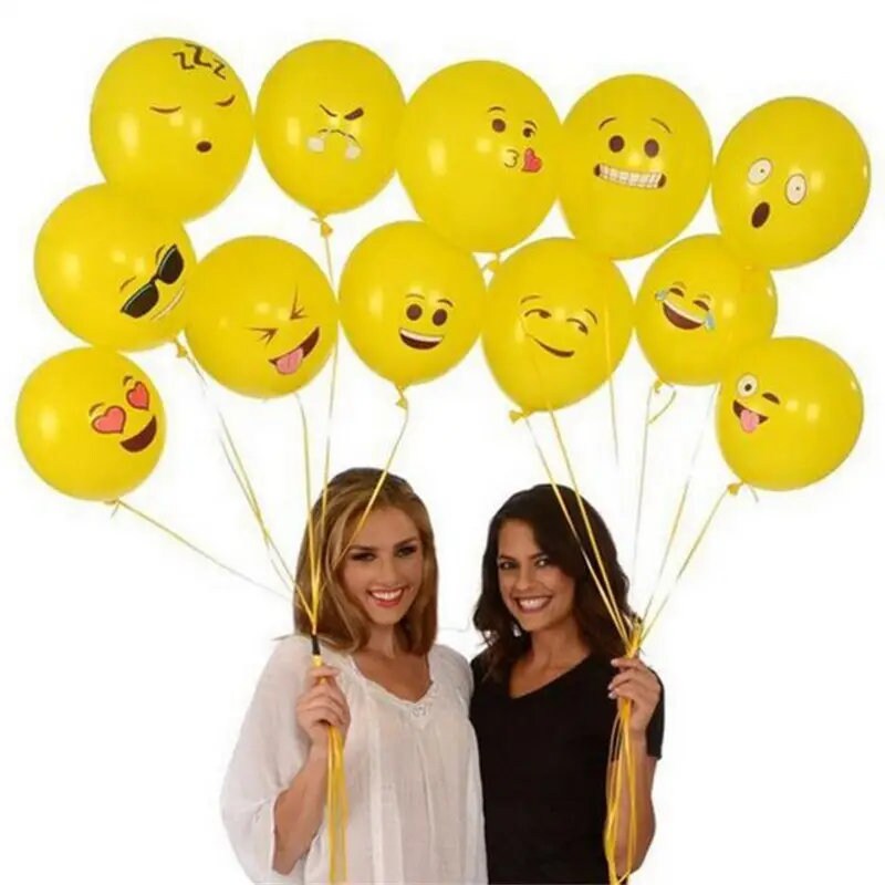 10pcs 12 Inch Cute Yellow Smiley Face Balloon