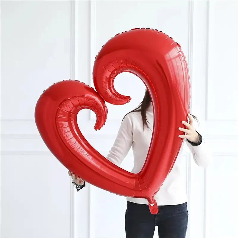 1pc Red Glitter Heart Aluminum Balloon For Party