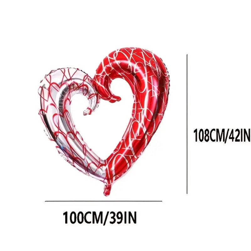 1pc 42 Inch Super Large Hook Mesh Love Aluminum Film Balloon | Valentine's Day Decoration Love Balloon