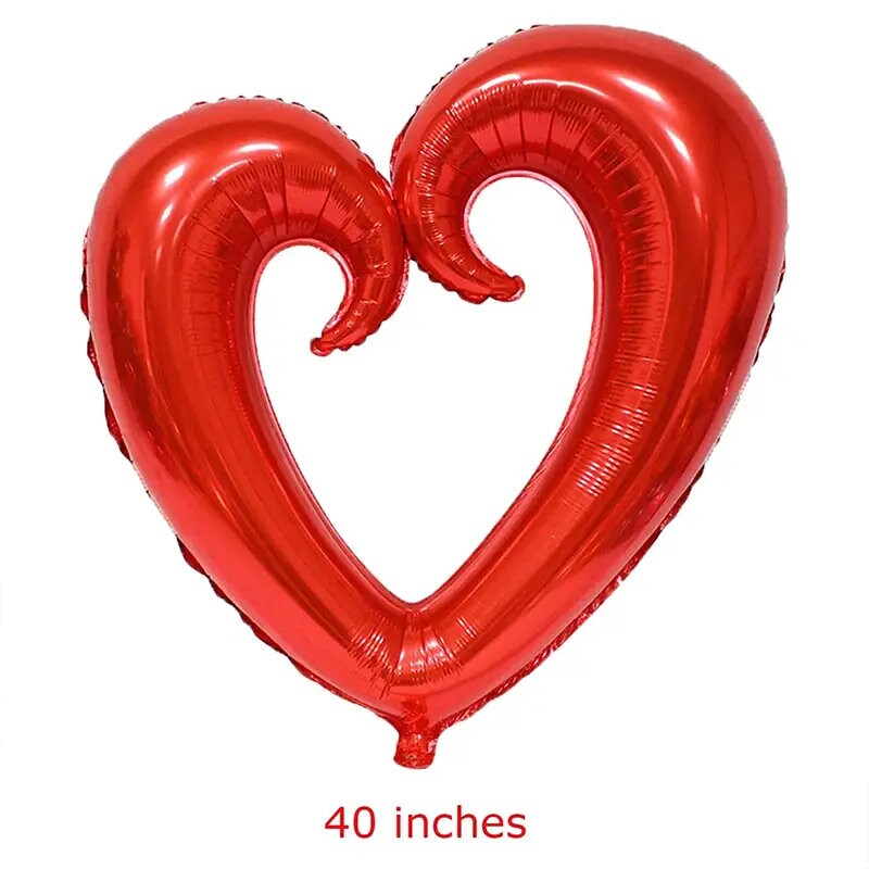 1pc Red Glitter Heart Aluminum Balloon For Party