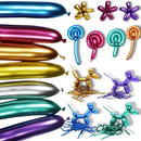 50pcs Metallic Long Balloons | Magic Long Twisting Balloons | Multicolor Shiny Chrome Latex Balloons DIY Balloon Animals Flowers