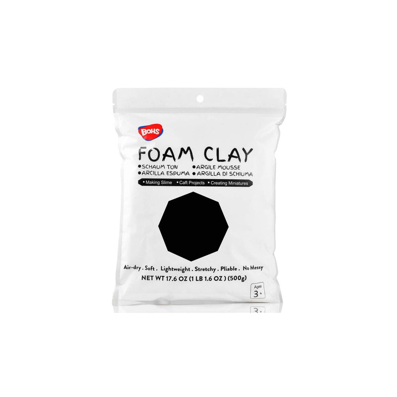 BOHS Black Squishy Slime and Modeling Foam Clay | Air Dry, for Arts & Crafts | 1.1 Pound