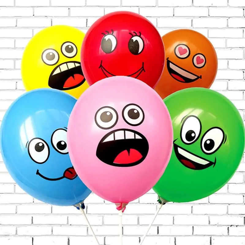 10pcs/pack 12 Inch Colorful Expression Balloon Random Delivery