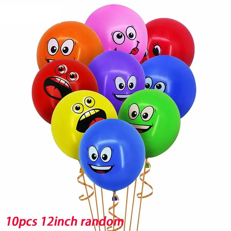 10pcs/pack 12 Inch Colorful Expression Balloon Random Delivery