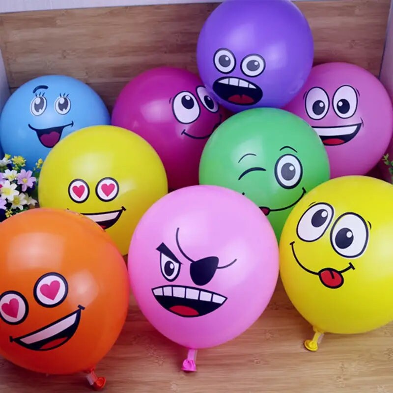 10pcs/pack 12 Inch Colorful Expression Balloon Random Delivery