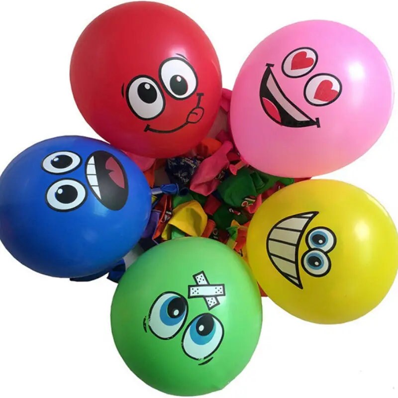 10pcs/pack 12 Inch Colorful Expression Balloon Random Delivery