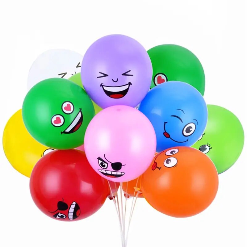 10pcs/pack 12 Inch Colorful Expression Balloon Random Delivery