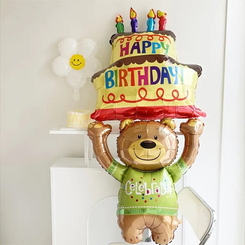 1pc Birthday Party Balloons | Birthday Decoration Big Balloons | Bear Birthday Cake Balloons | Party Balloon Decoration