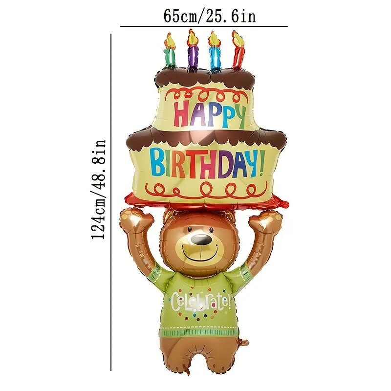 1pc Birthday Party Balloons | Birthday Decoration Big Balloons | Bear Birthday Cake Balloons | Party Balloon Decoration