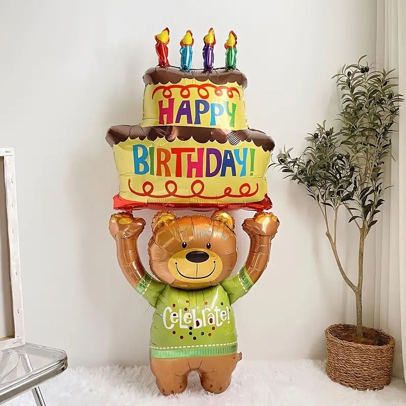 1pc Birthday Party Balloons | Birthday Decoration Big Balloons | Bear Birthday Cake Balloons | Party Balloon Decoration