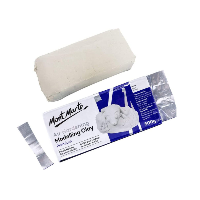 Mont Marte White Air Hardening Modeling Clay |  Dries in Approximately 24 Hours | Color White