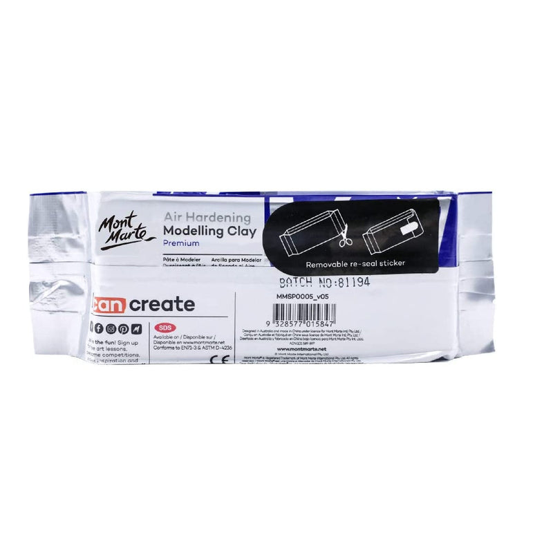 Mont Marte White Air Hardening Modeling Clay |  Dries in Approximately 24 Hours | Color White