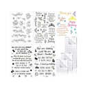 4 Sheets Sentiments Rubber Clear Stamps Set Clear Stamps For Card Making And 3 Pcs Acrylic Stamp Block Tools