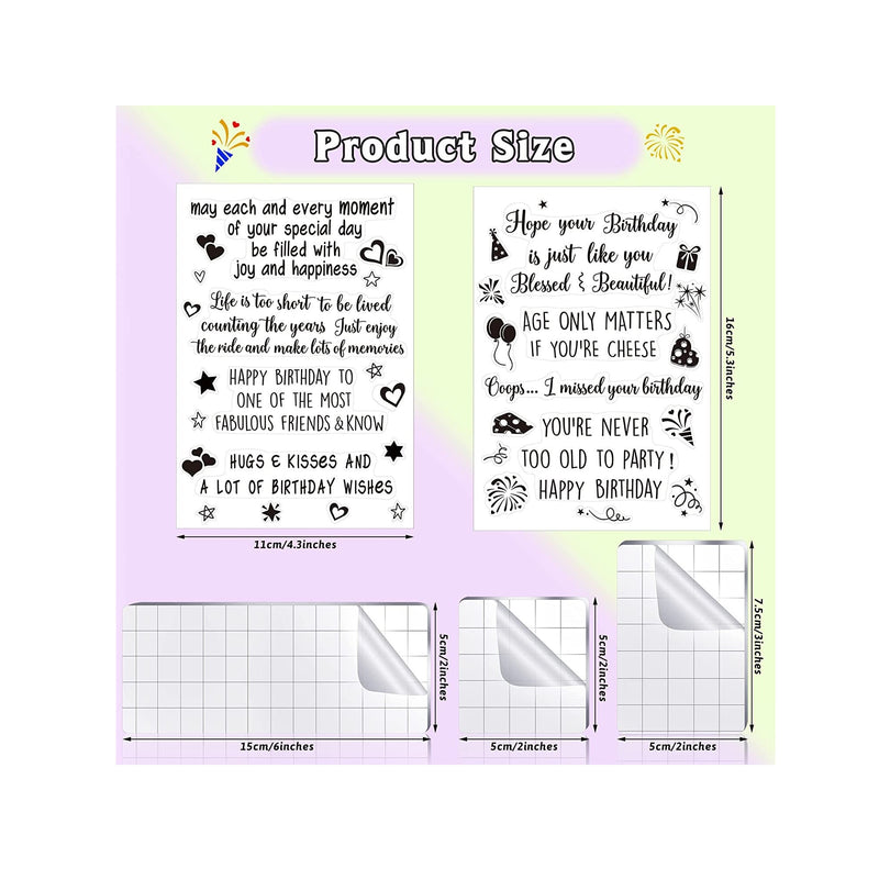 4 Sheets Sentiments Rubber Clear Stamps Set Clear Stamps For Card Making And 3 Pcs Acrylic Stamp Block Tools