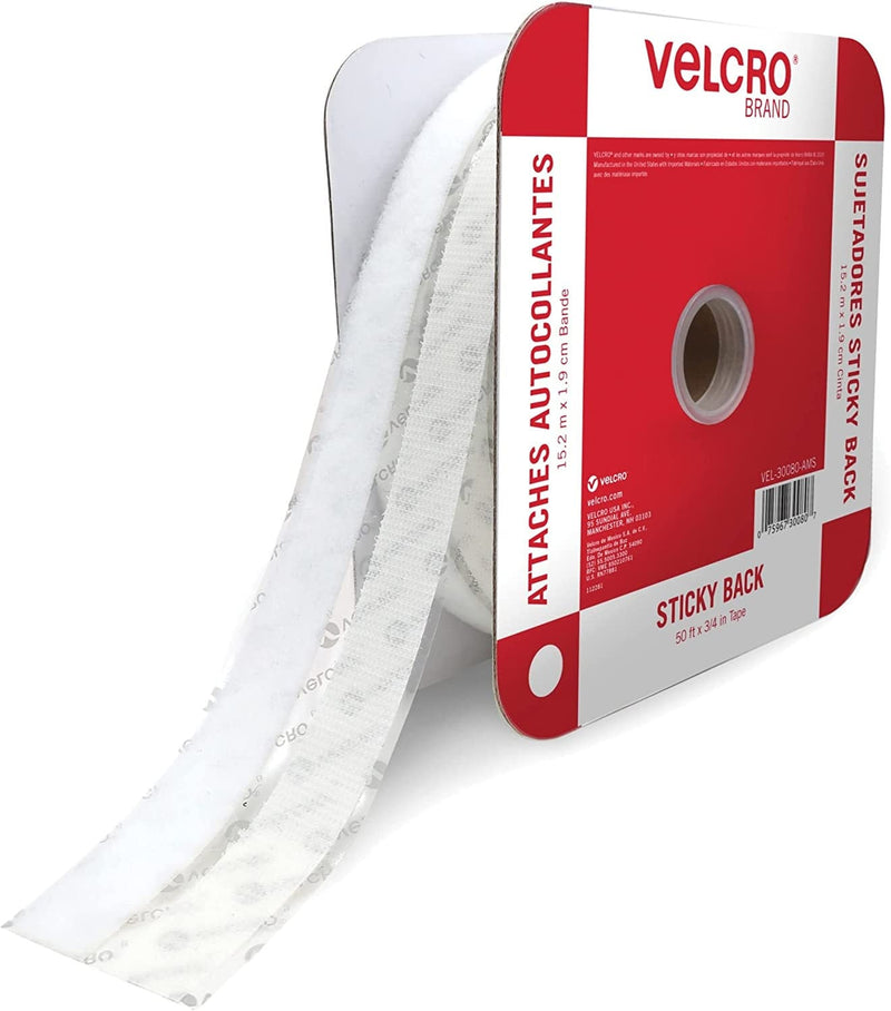 VELCRO Brand - Sticky Back Tape Bulk Roll, 50 ft x 3/4 in, White