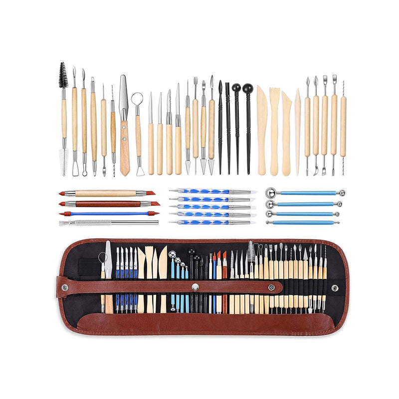 ISSEVE Pottery Clay Sculpting Tools 43Pcs Double Sided Ceramic Clay Carving Tool Set