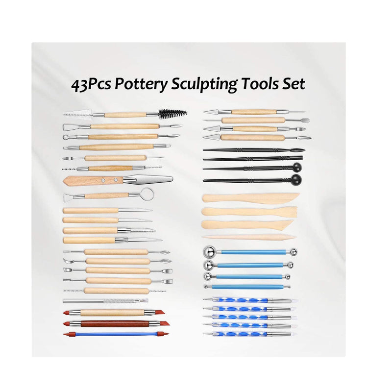 ISSEVE Pottery Clay Sculpting Tools 43Pcs Double Sided Ceramic Clay Carving Tool Set