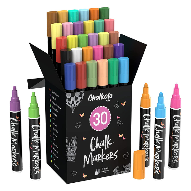 White Chalk Ink Markers - 6mm Reversible Nib | Pack of 5
