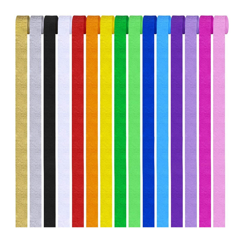 PartyWoo Crepe Paper Streamers 6 Rolls, 1.8 Inch x 82 Ft/Roll, Rainbow